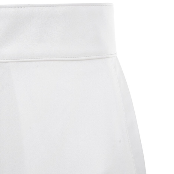 CREAM WIDE LEG VEGAN LEATHER WAISTBAND TROUSERS - Picture 6 of 7